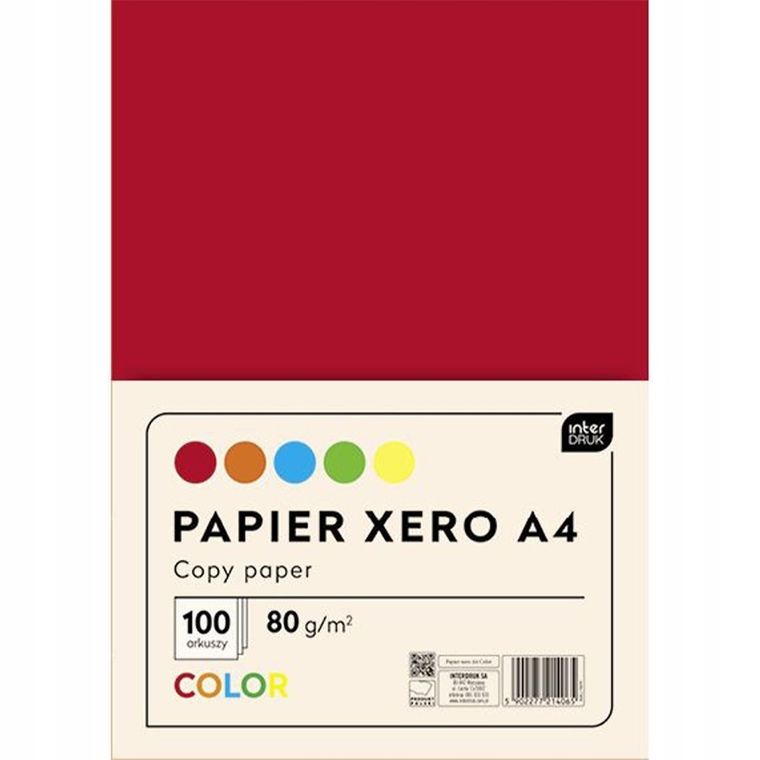 Interdruk, papier xero A4, 5 kolorów x 20 kartek