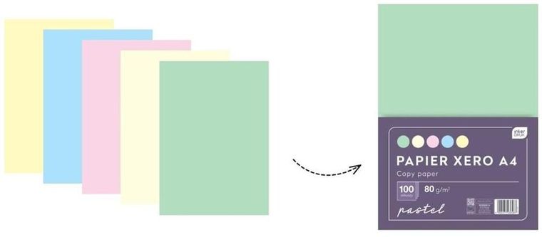 Interdruk, papier xero A4, pastel, 5 kolorów x 20 kartek