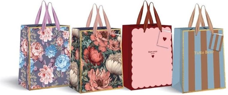 Interdruk, torebka prezentowa, średnia, złota, 26,5-33-13 cm, 1 szt.