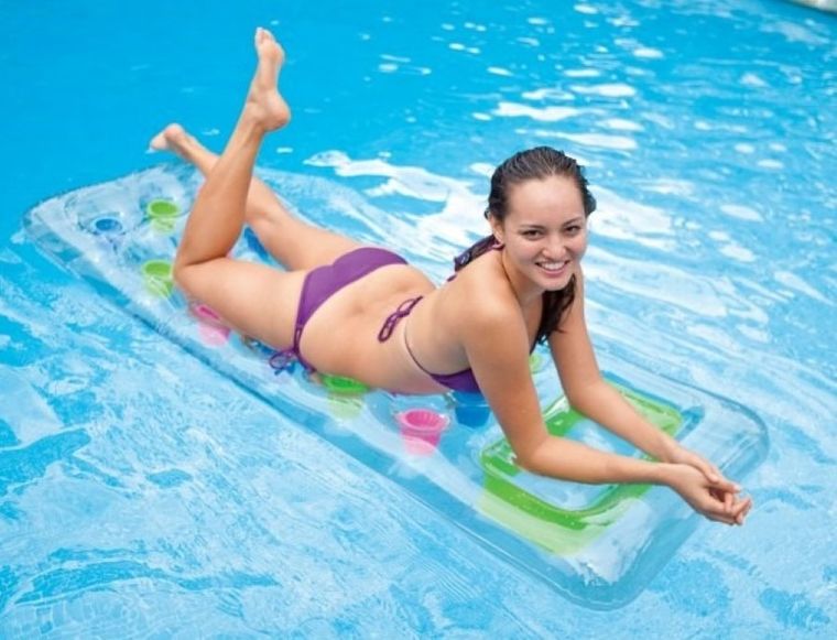 Intex, 18-kieszeniowy materac przezroczysty, kolorowe kieszenie