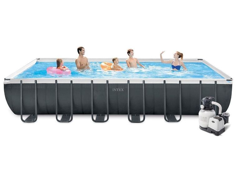 Intex, basen stelażowy z pompą filtrującą i akcesoriami, prostokątny, 732-366-132 cm, zestaw 8w1