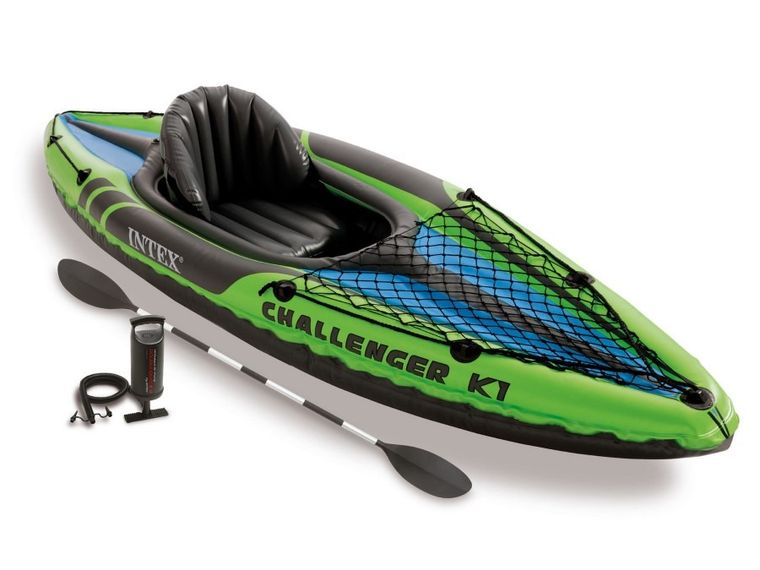Intex, Challenger K1, kajak dmuchany, z wiosłami i pomką, 274-76-33 cm