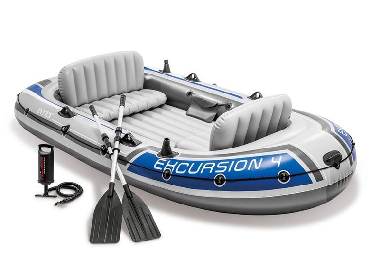 Intex, Excursion 4, ponton, z wiosłami i pompką, 315-165-43 cm