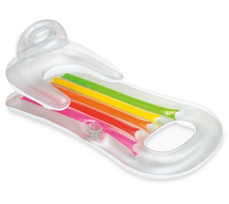 Intex, king cool, materac, fotel do opalania i pływania, srebrny, 160-85 cm