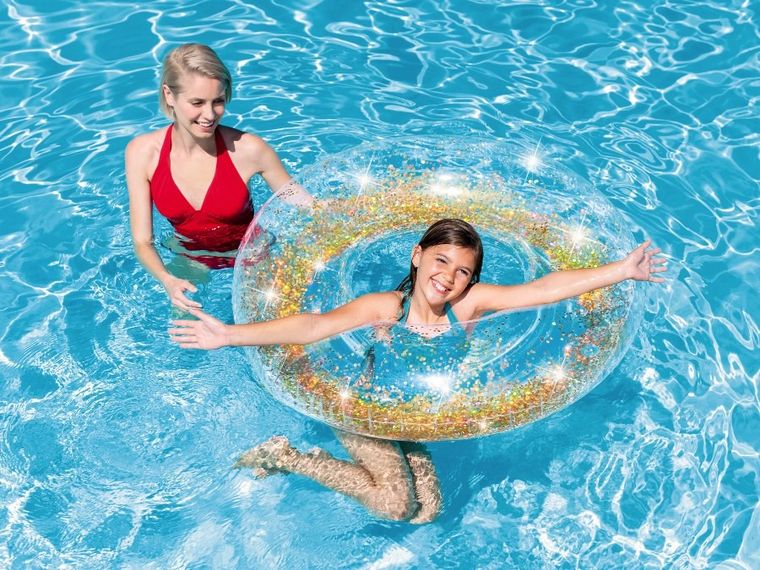 Intex, koło dmuchane, brokatowe, złote, 107 cm