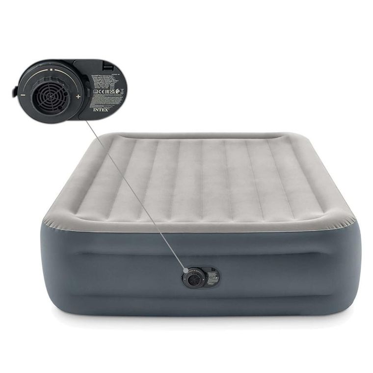 Intex, materac dmuchany, z wbudowaną pompką elektryczną, 203-152-46 cm