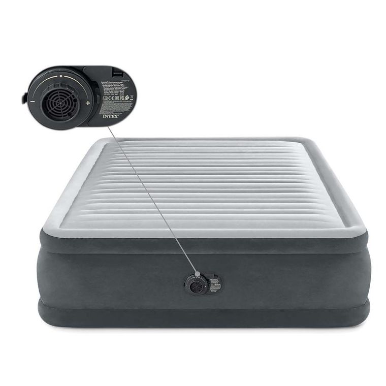 Intex, materac dmuchany, z wbudowaną pompką elektryczną, 203-152-46 cm