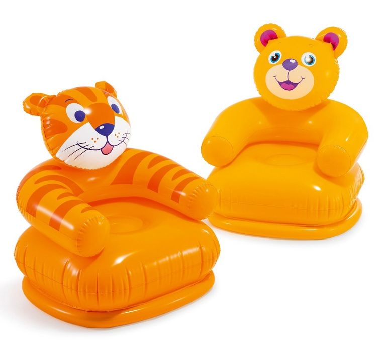 Intex, miś, fotel dmuchany dla dzieci, pomarańczowy