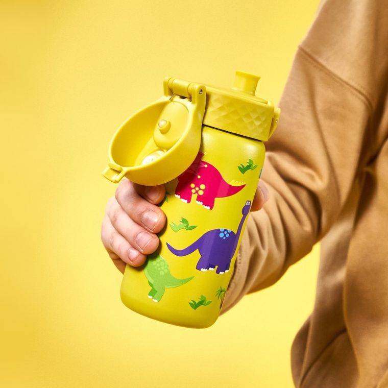 ION8, Dinozaury, bidon termiczny z ustnikiem, próżniowy, żółty, 320 ml