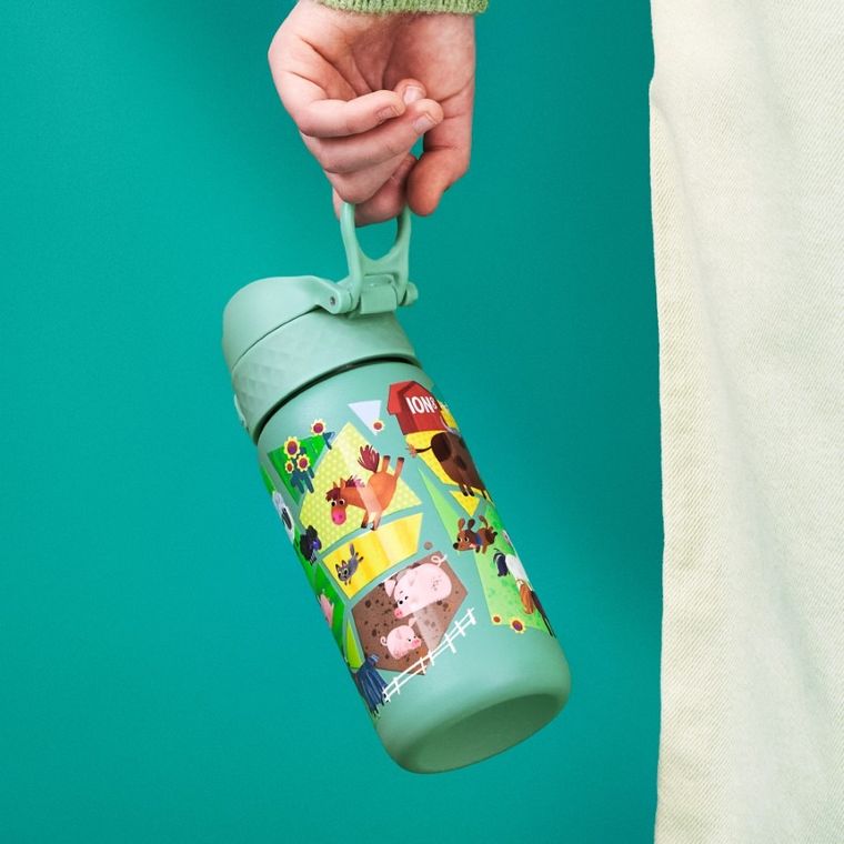 ION8, Farma, stalowy bidon z ustnikiem, zielony, 400 ml