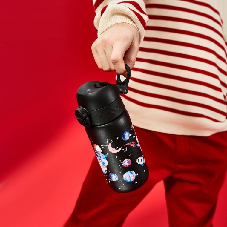 ION8, Kosmos, bidon z ustnikiem ze stali nierdzewnej, czarny, 400 ml