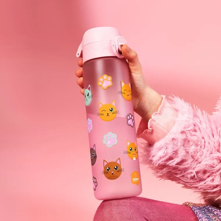Ion8, Kotki, bidon z ustnikiem, różowy, 500 ml