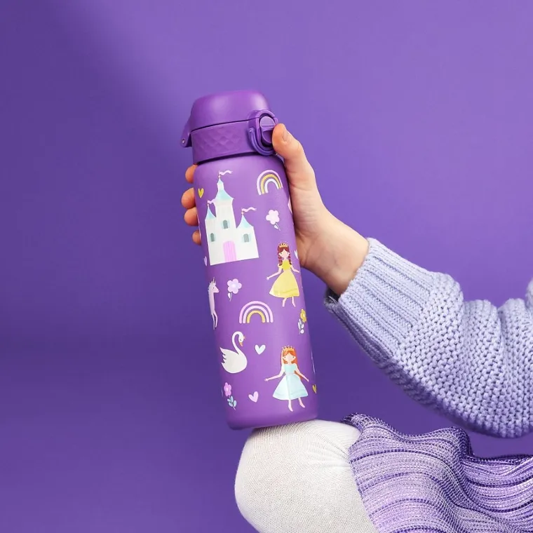 ION8, Księżniczki, bidon stalowy z ustnikiem, fioletowy, 600 ml