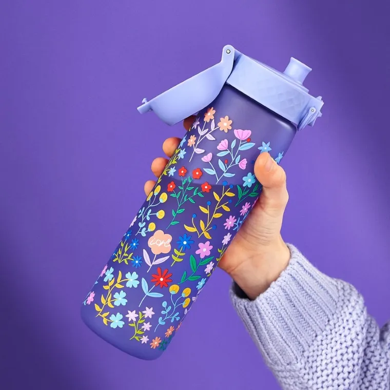 ION8, Kwiatki, bidon z ustnikiem, fioletowy, 500 ml