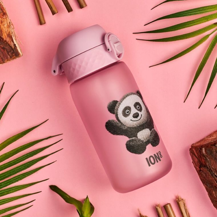 ION8, Panda, bidon z ustnikiem, różowy, 350 ml