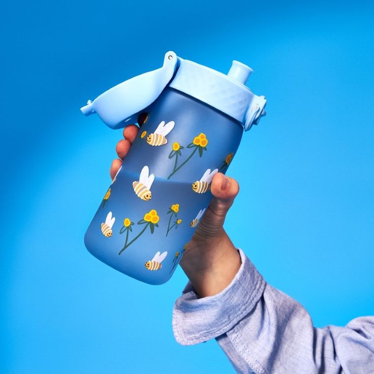 Ion8, Pszczółki, bidon z ustnikiem, niebieski, 350 ml