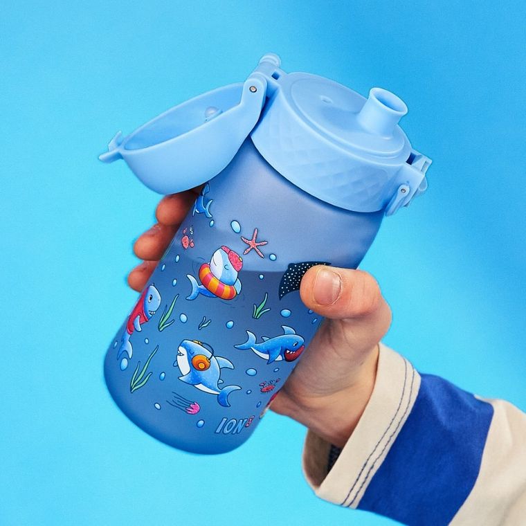 ION8, Rekiny, bidon z ustnikiem, niebieski, 350 ml