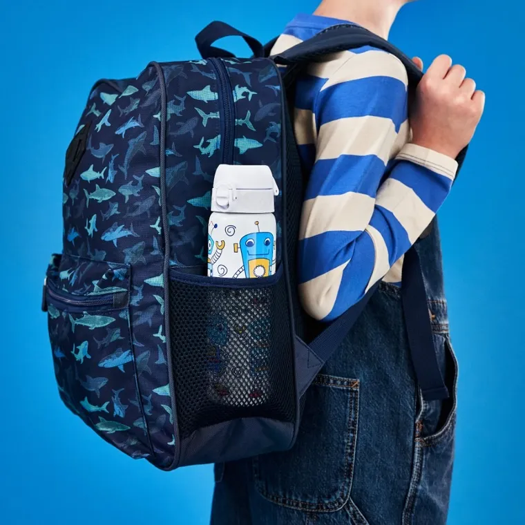 ION8, Roboty, bidon stalowy z ustnikiem, biały, 600 ml