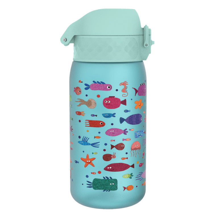 Ion8, Rybki, bidon z ustnikiem, niebieski, 350 ml