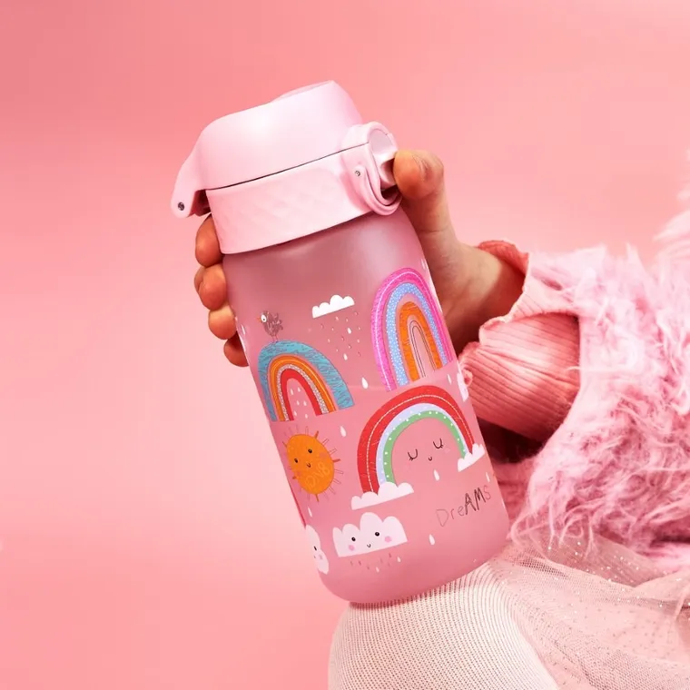 Ion8, Tęcza, bidon z ustnikiem, różowy, 350 ml