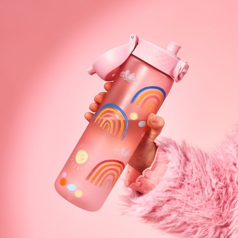 Ion8, Tęcza, bidon z ustnikiem, różowy, 500 ml