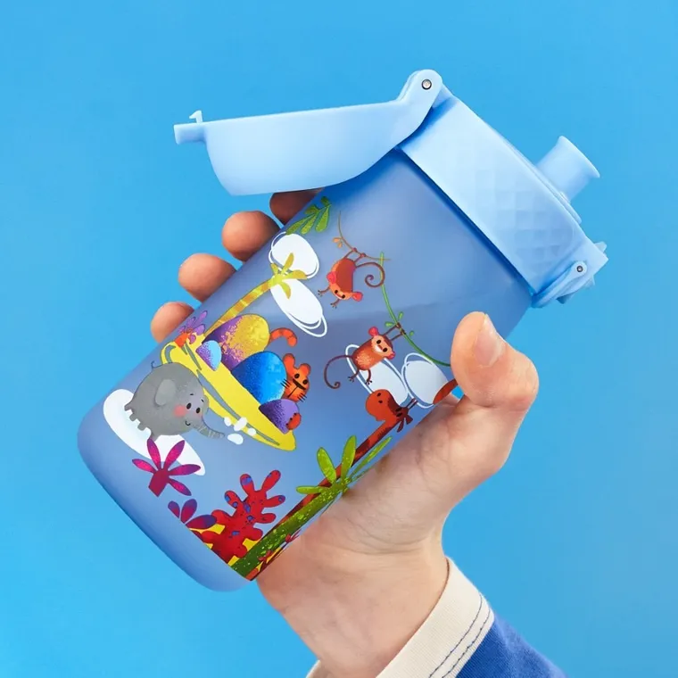 ION8, Zwierzęta safari, bidon z ustnikiem, niebieski, 350 ml