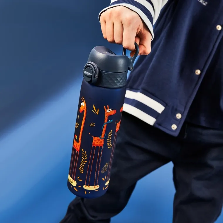 ION8, Żyrafy, bidon z ustnikiem, niebieski, 500 ml