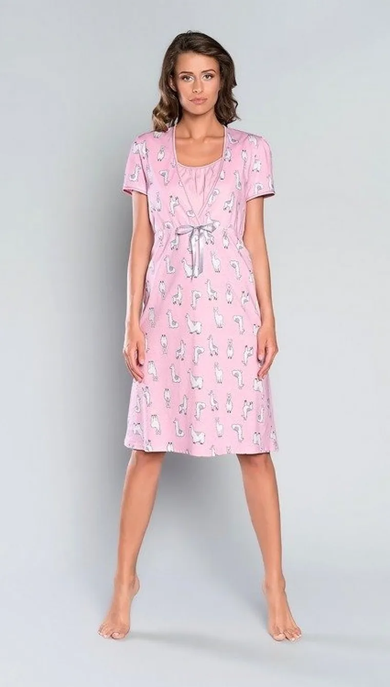 Italian Fashion, Boliwia, koszula nocna dla matek karmiących, różowa, rozmiar S