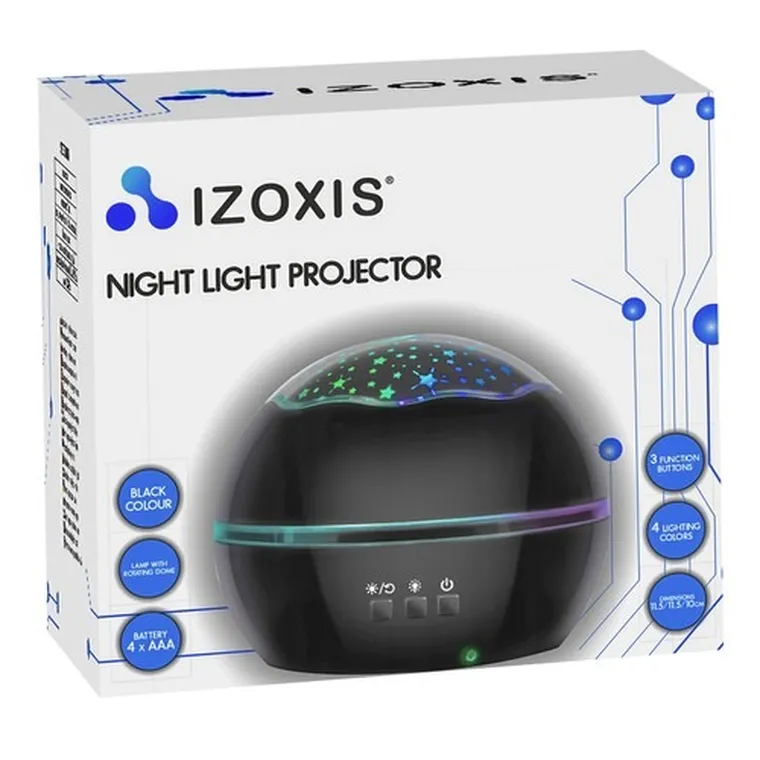 Izoxis, lampka nocna z projektorem, czarna