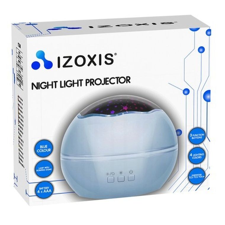 Izoxis, lampka nocna z projektorem, niebieska