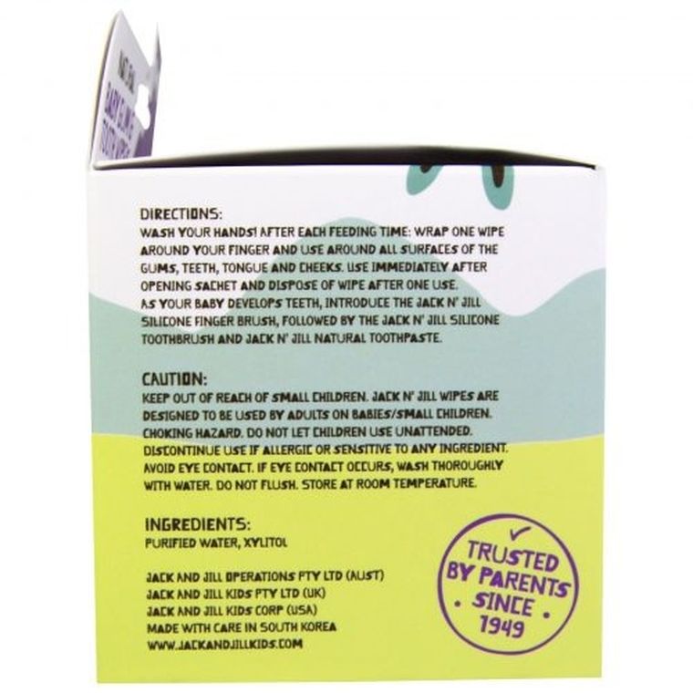 Jack N'Jill, naturalne chusteczki do mycia dziąseł niemowląt, 25 szt.