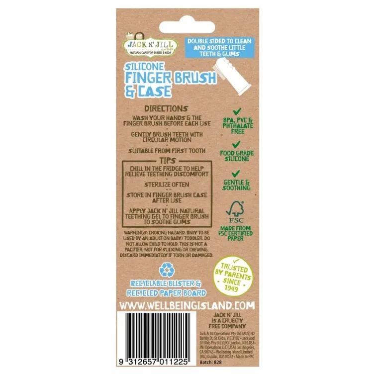 Jack N'Jill, szczoteczka silikonowa na palec do czyszczenia ząbków, 2 szt.