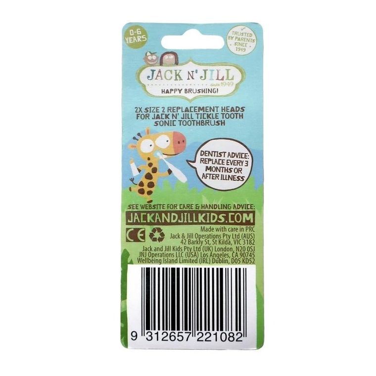 Jack N'Jill, wymienne główki do szczoteczki sonicznej Tickle Tooth, 2 szt.