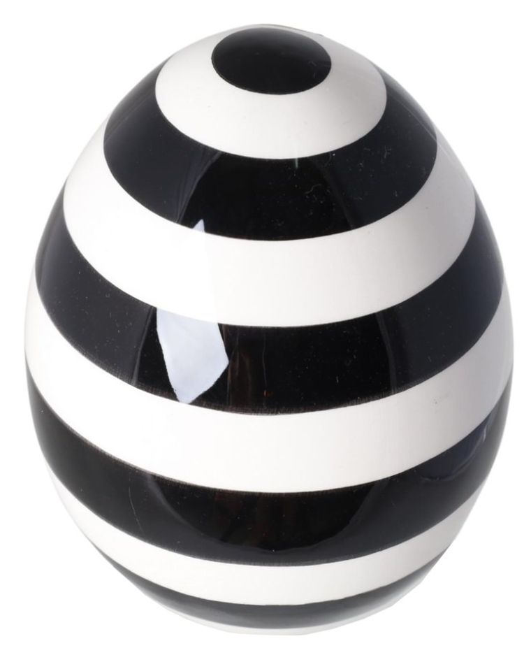 Jajko, biało-czarne, w paski, małe, 8-8-9 cm