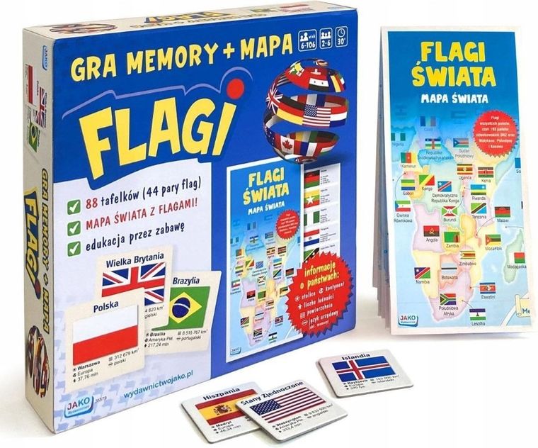 Jako, Flagi, memory, gra pamięciowa z mapą