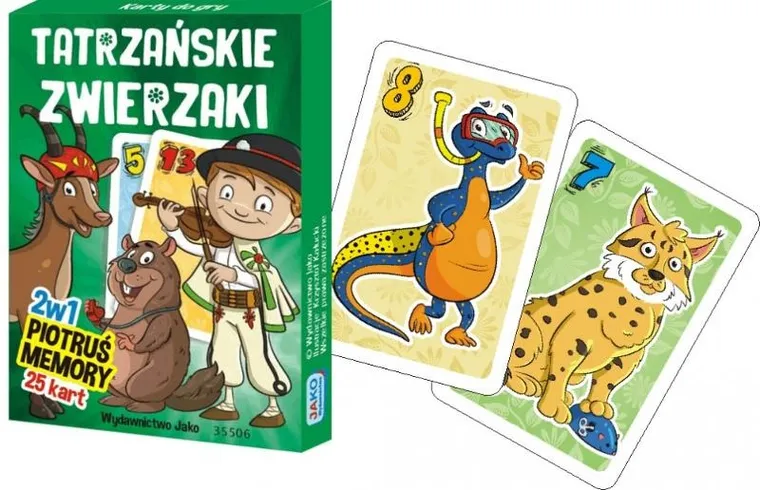 Jako, Tatrzanskie Zwierzaki, Piotruś Memory, gra karciana, 2w1