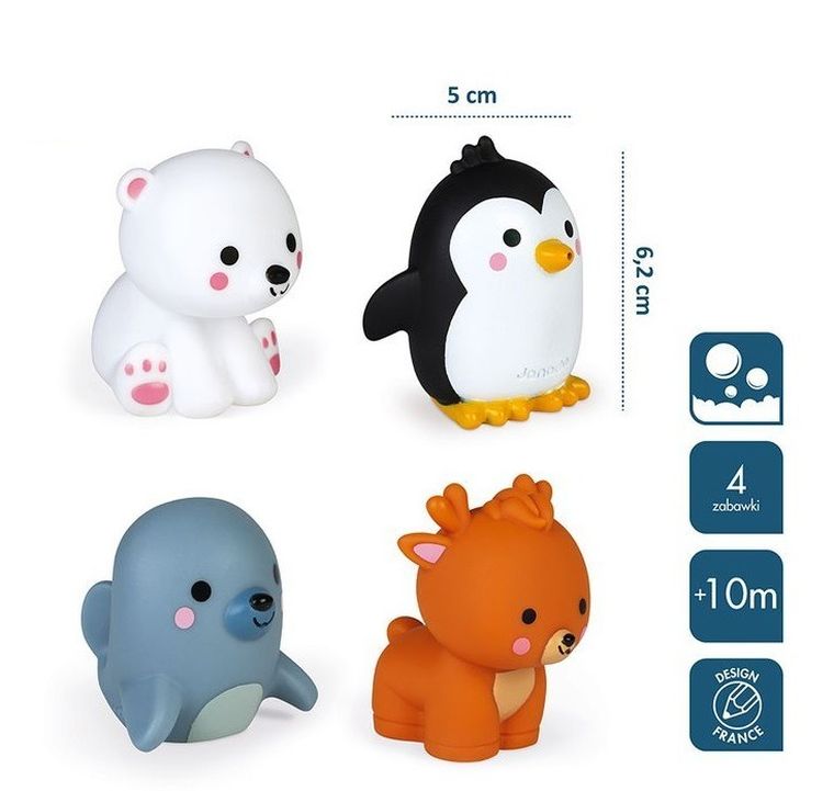 Janod, 4 zwierzątka polarne, zestaw do kąpieli