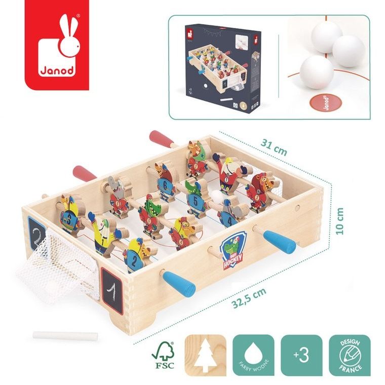Janod, Applepop, Mini hokej, gra zręcznościowa, drewniana