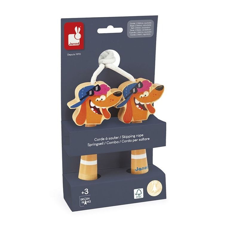Janod, Applepop, Piesek, skakanka z drewnianymi rączkami
