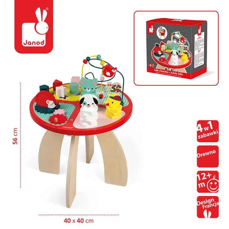 Janod, Baby Forest, drewniany stolik edukacyjny