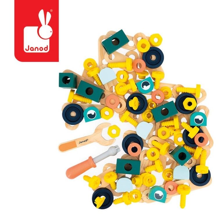 Janod, Brico'kids, zestaw konstruktora, 100 elementów