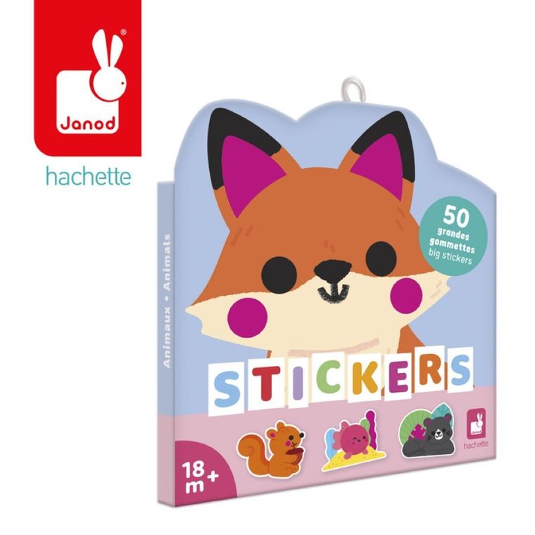 Janod, duże naklejki, zwierzęta, 50 szt.