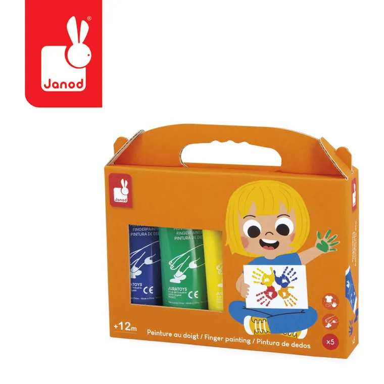 Janod, farbki do malowania rękami, 5 kolorów