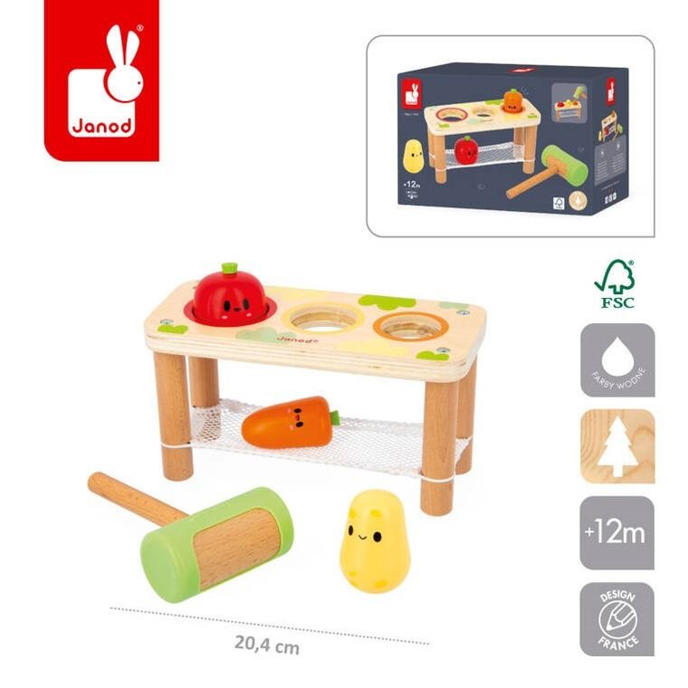 Janod, Farma, drewniana przebijanka, warzywa