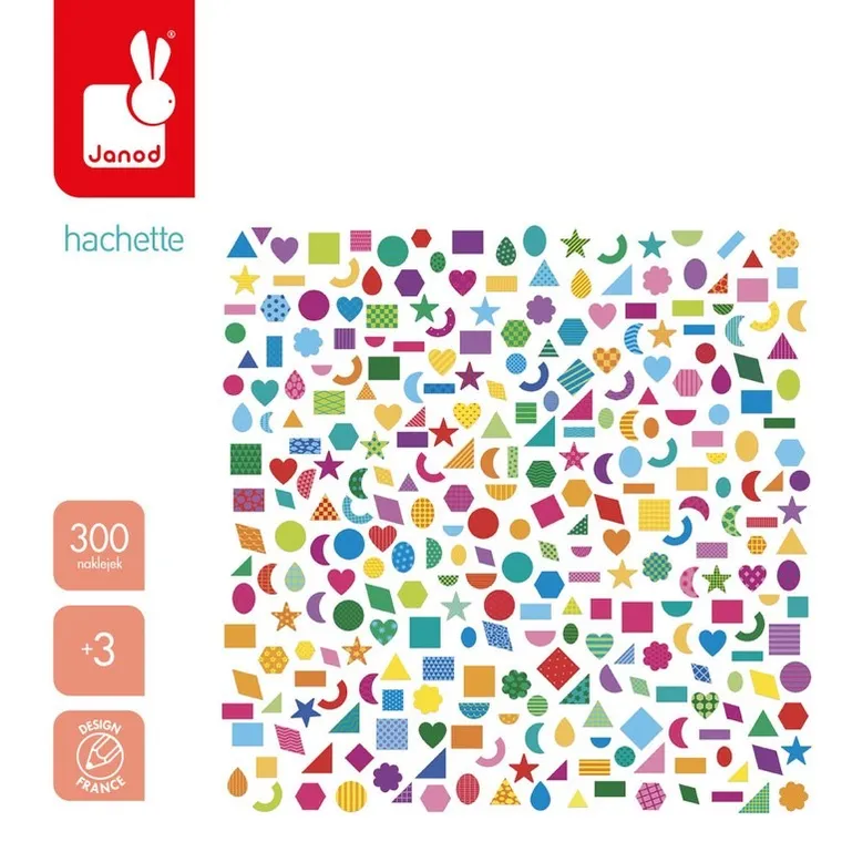 Janod, Figury geometryczne, naklejki, 300 szt.