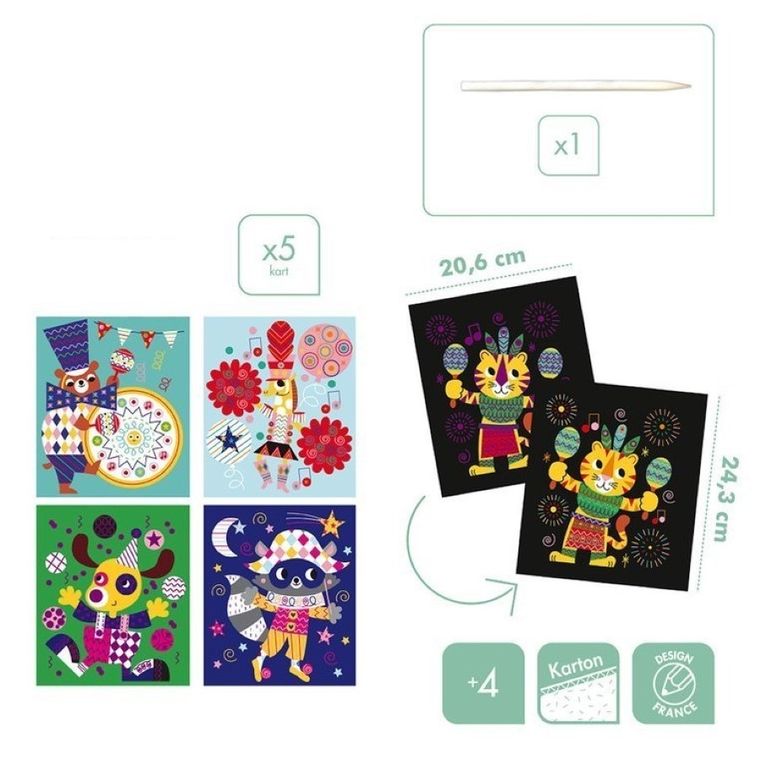 Janod, Graficzne zwierzątka do zdrapywania, zestaw kreatywny