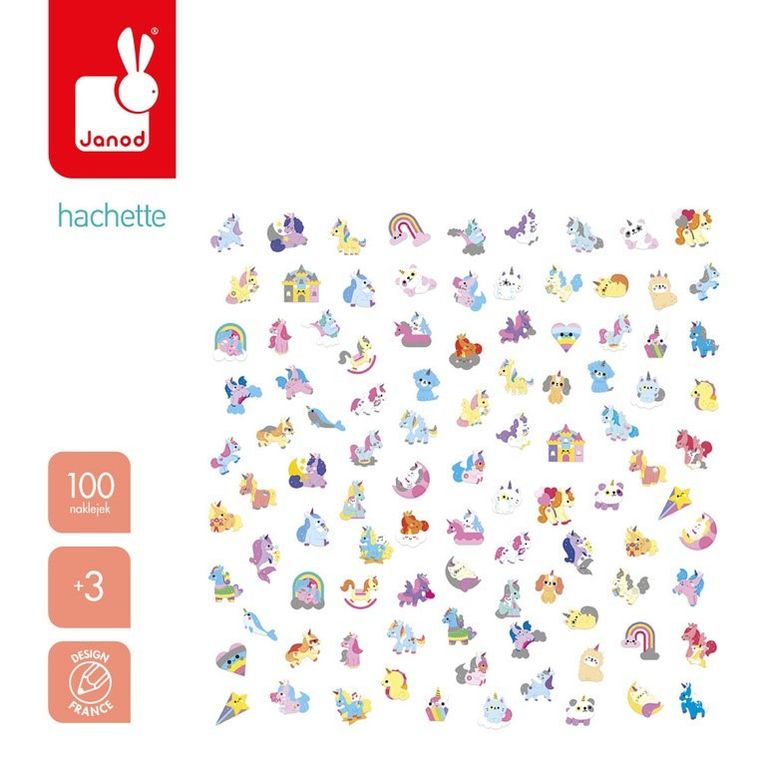 Janod, Jednorożce, naklejki, 100 szt.