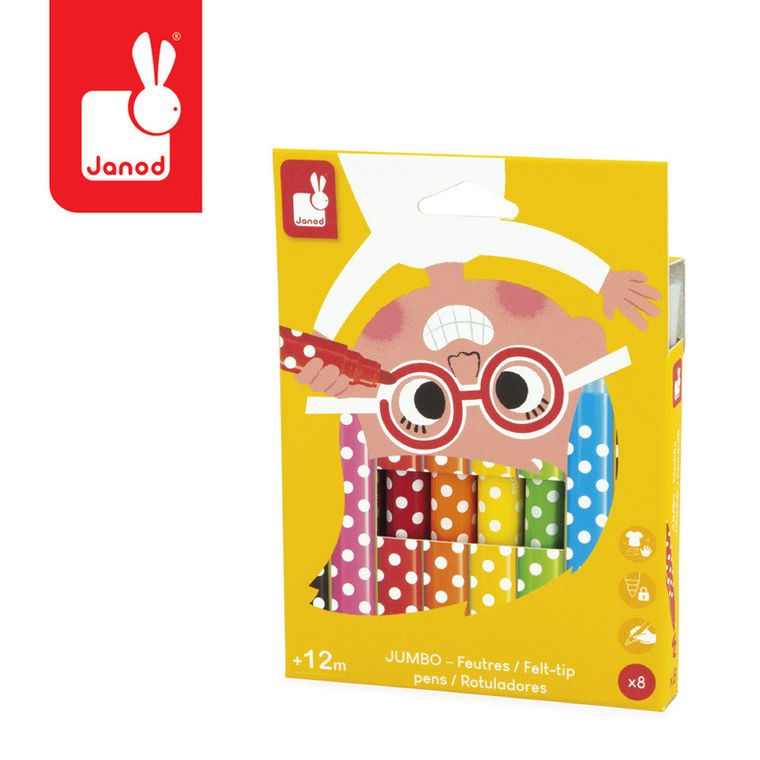 Janod, Jumbo, flamastry, 8 kolorów