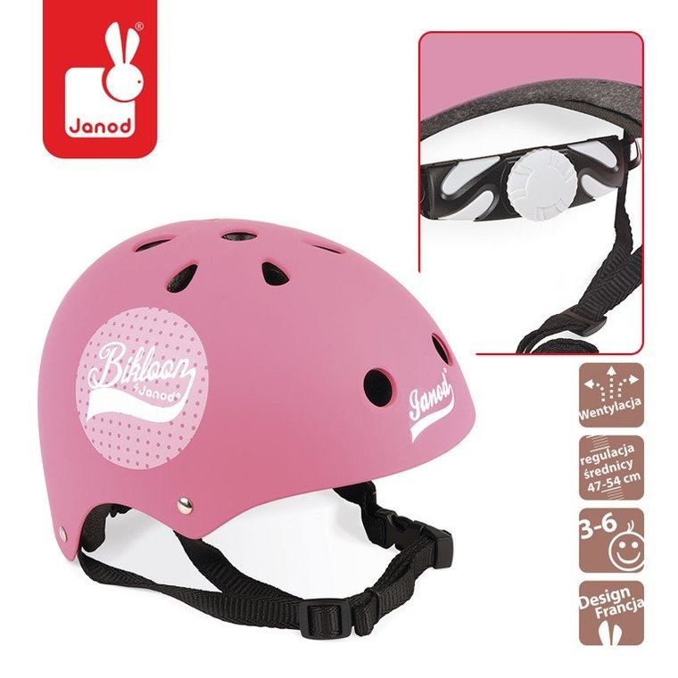 Janod, kask dziecięcy, różowy, 47-54 cm