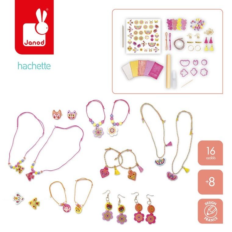 Janod, Klejnoty przyjaźni, zestaw kreatywny do tworzenia biżuterii dla przyjaciółek